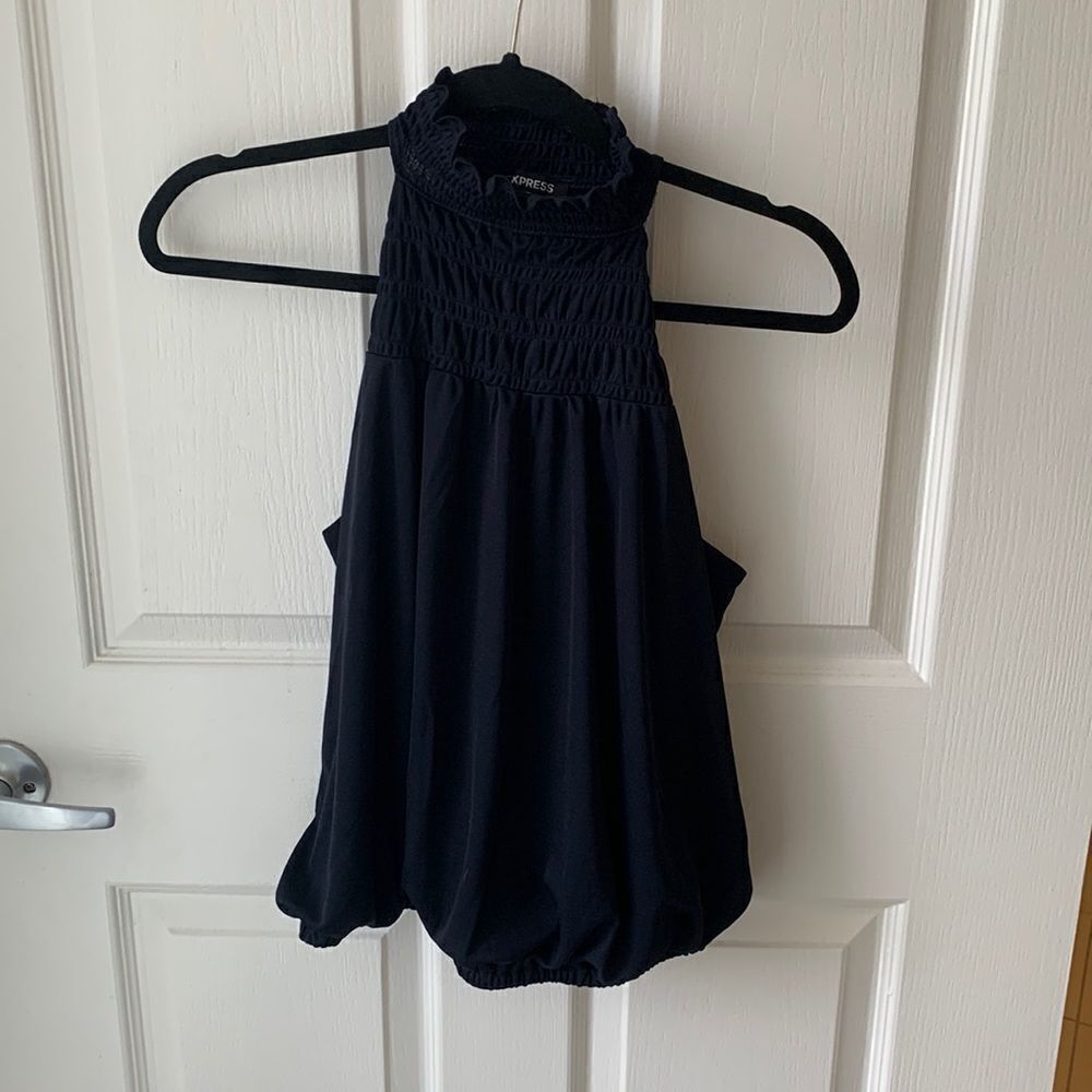 Dark Blue Express Turtle Neck Tank Top